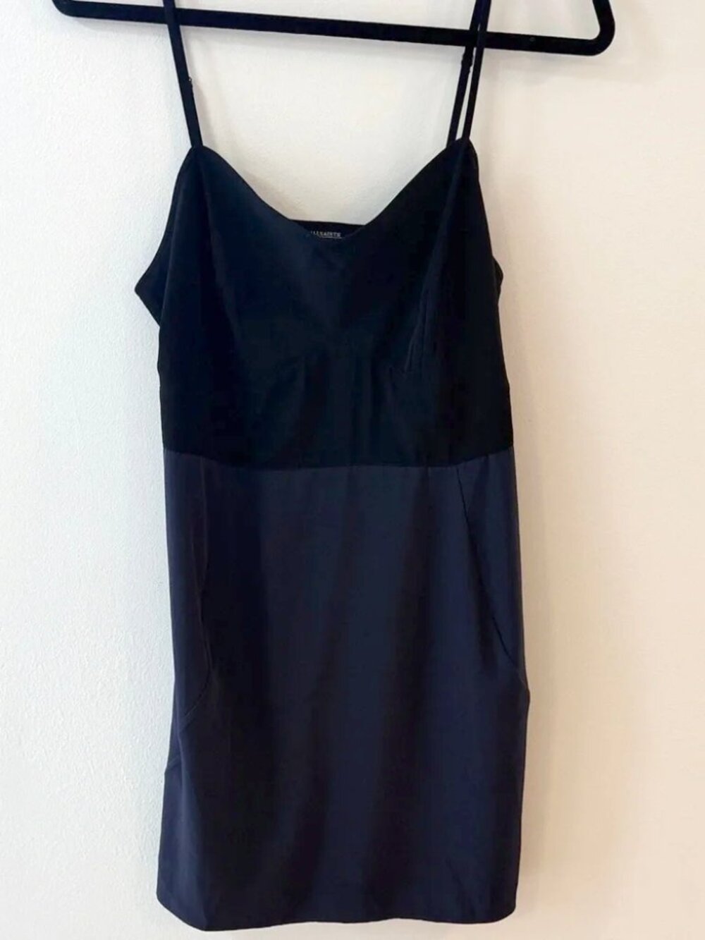 EUC All Saints - Black and Navy Two-Tone Slip Dress with adjustable straps - 8